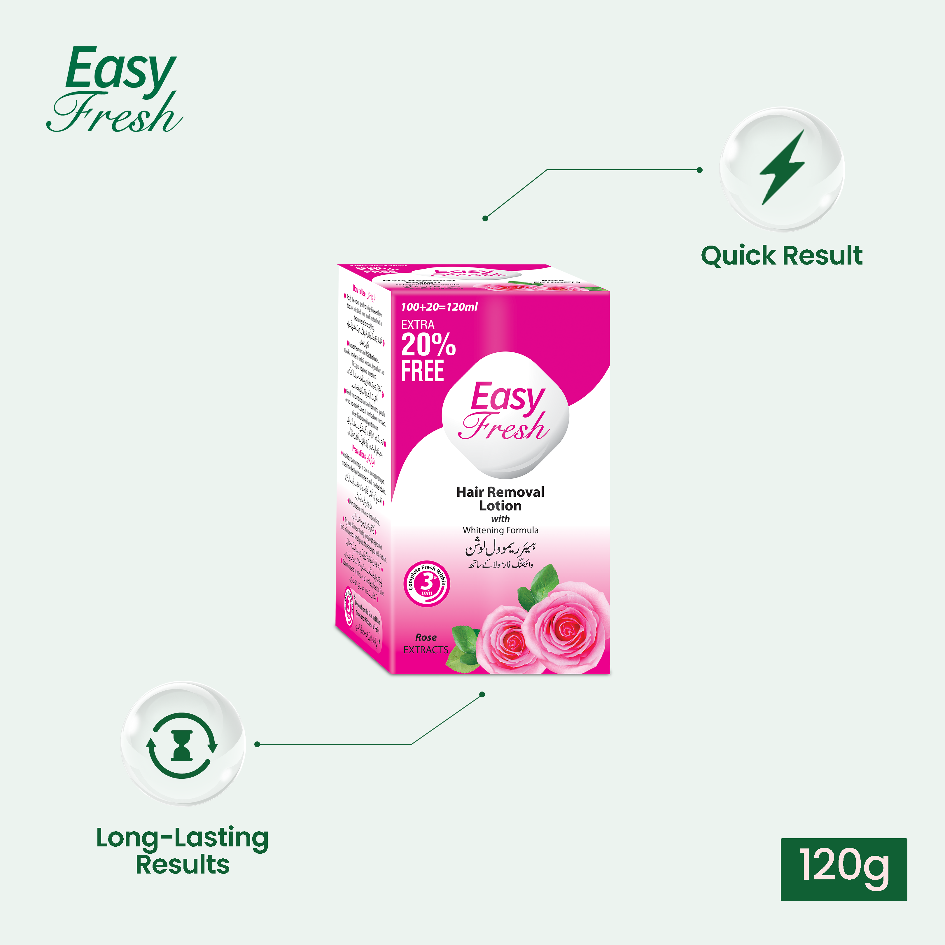 Easy Fresh Hair Removal Lotion Rose 120ml