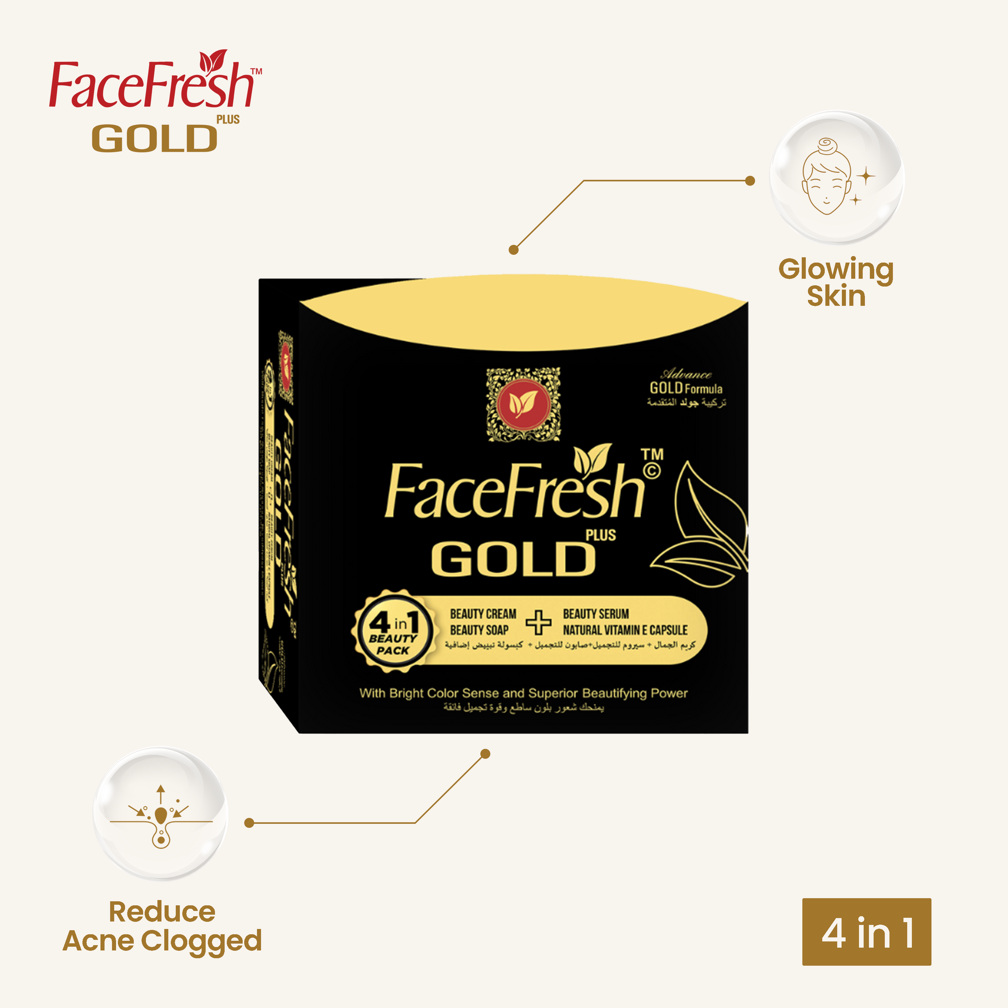 Face Fresh Gold Plus Beauty 4 In 1 Pack 23g + 30g + 3ml