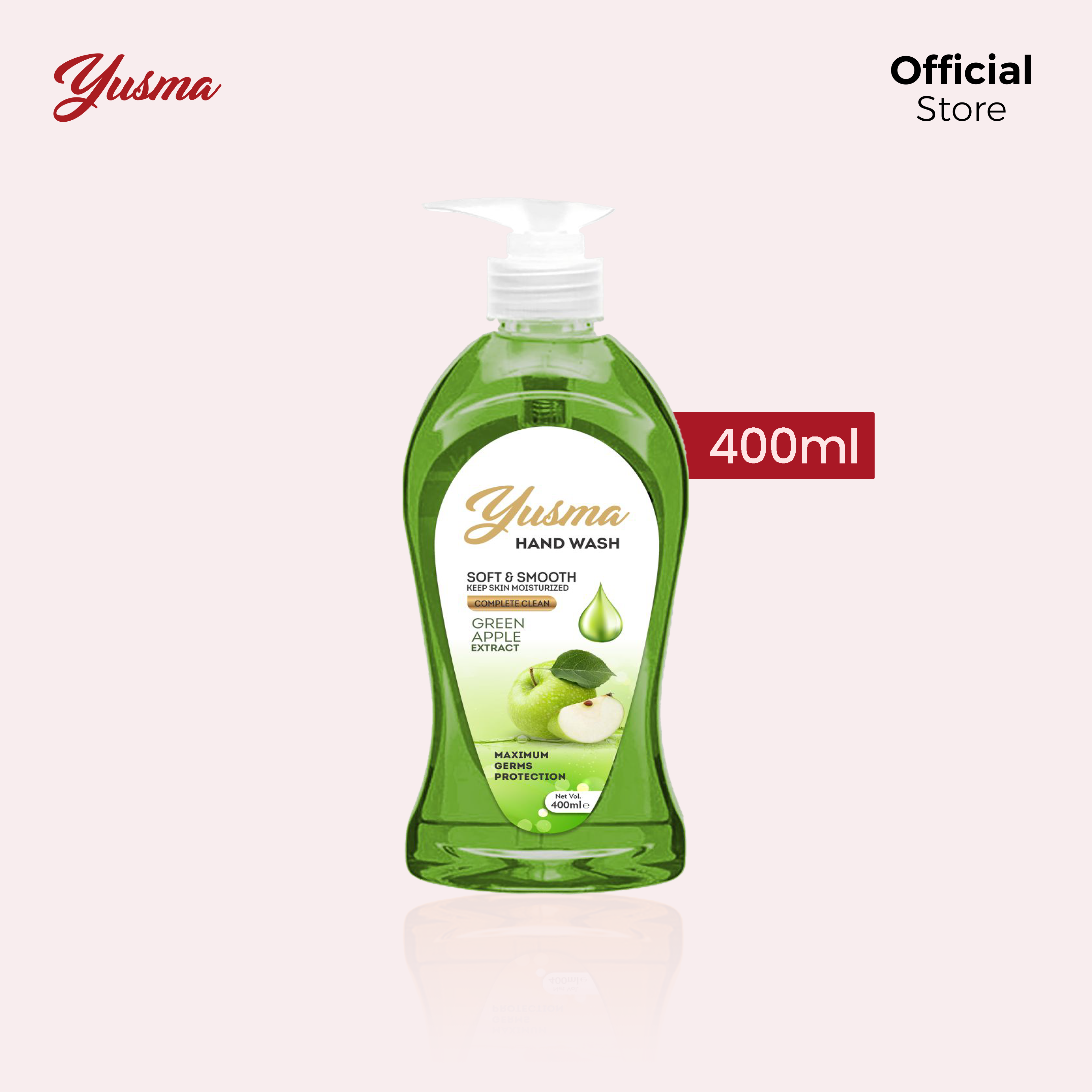 Yusma Hand Wash Green Apple Extract 400ml - Image 4