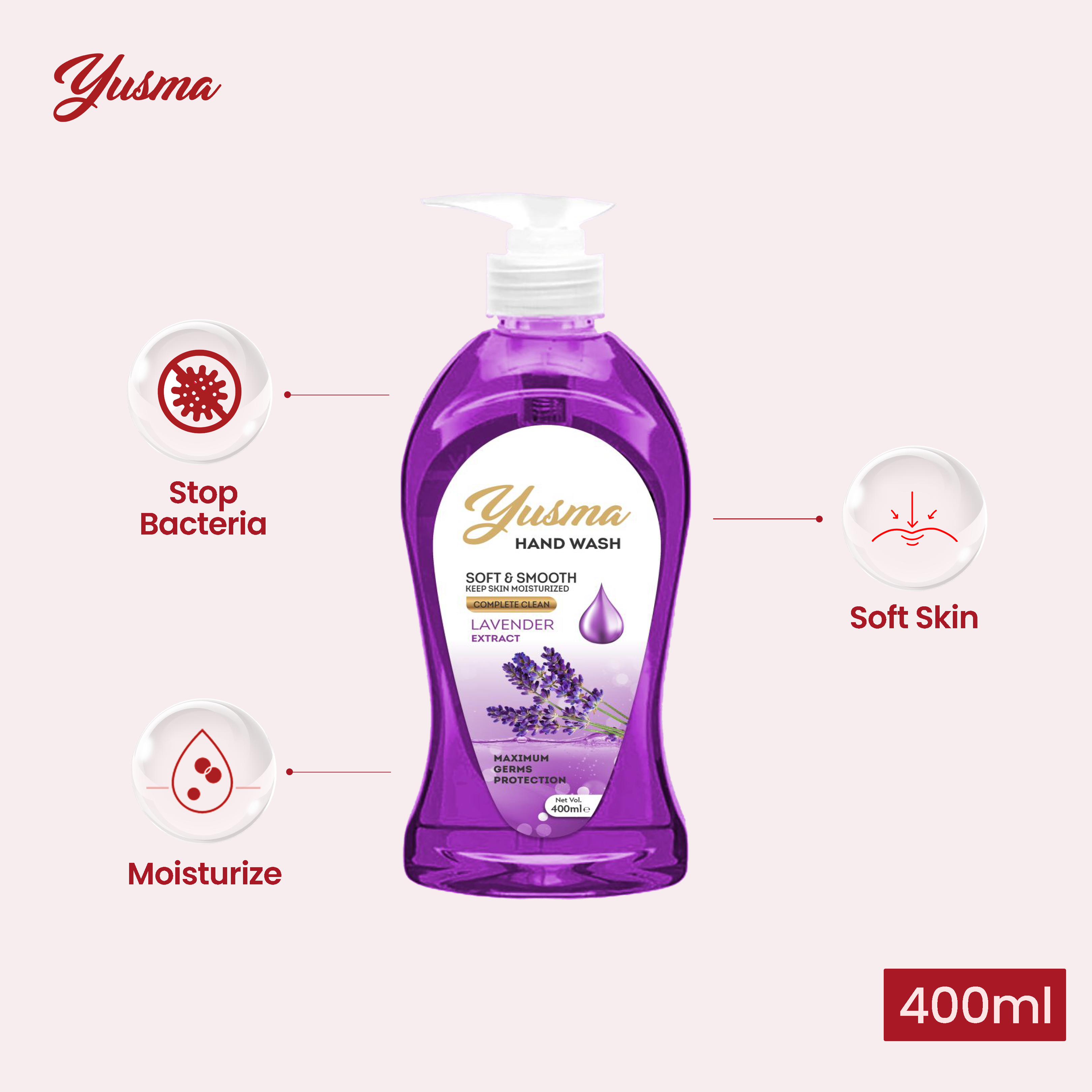 Yusma Hand Wash Lavender Extract 400ml