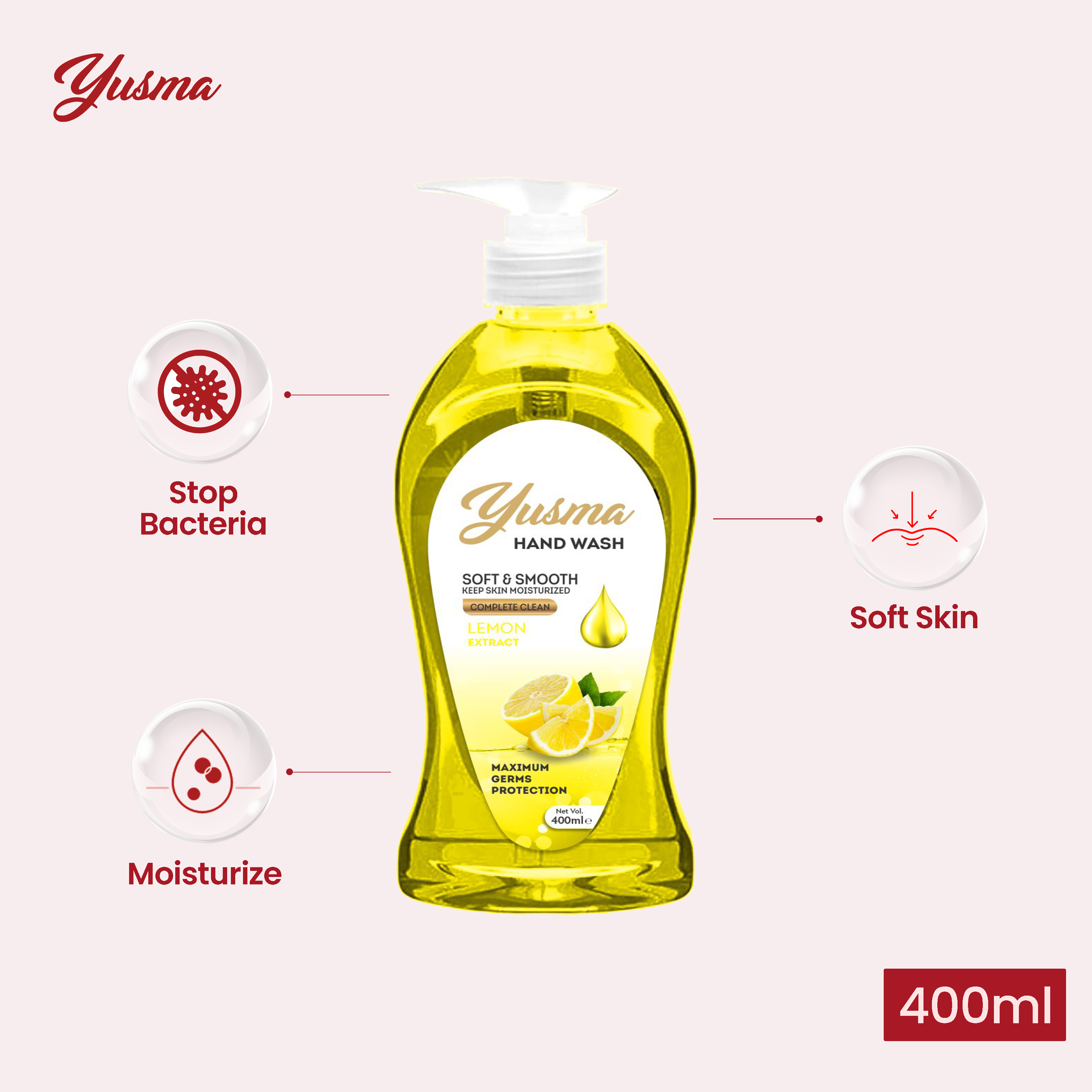 Yusma Hand Wash Lemon Extract 400ml