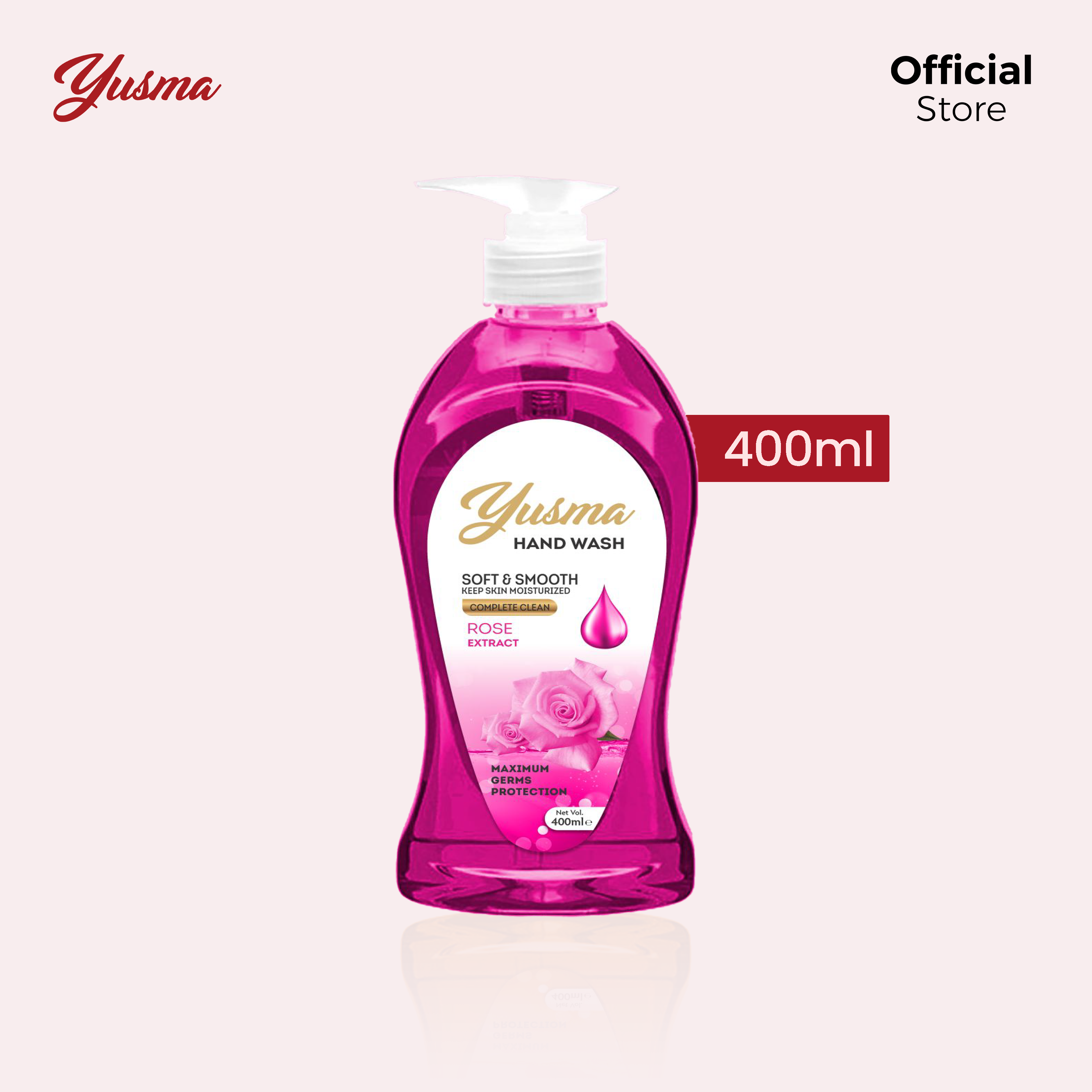 Yusma Hand Wash Rose Extract 400ml - Image 4